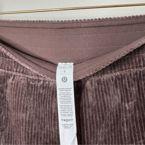 Lululemon Tapered Leg Corduroy Velvet Espresso Brown Jogger Pants Size 4 - Picture 5 of 10